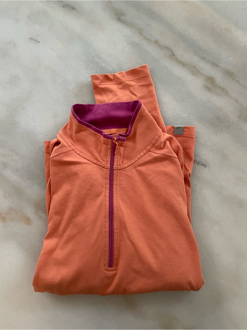 Horny Toad Orange Half-Zip Pullover with Purple Trim size M